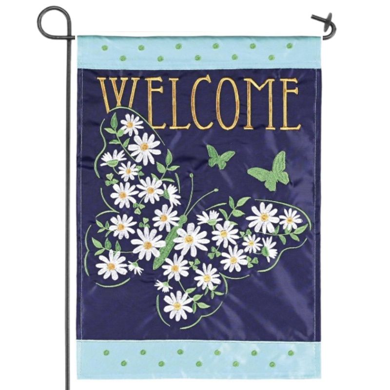 Welcome Floral Butterfly Garden Flag